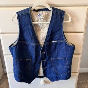 Wrangler Blue Denim Sherpa-Lined Vest